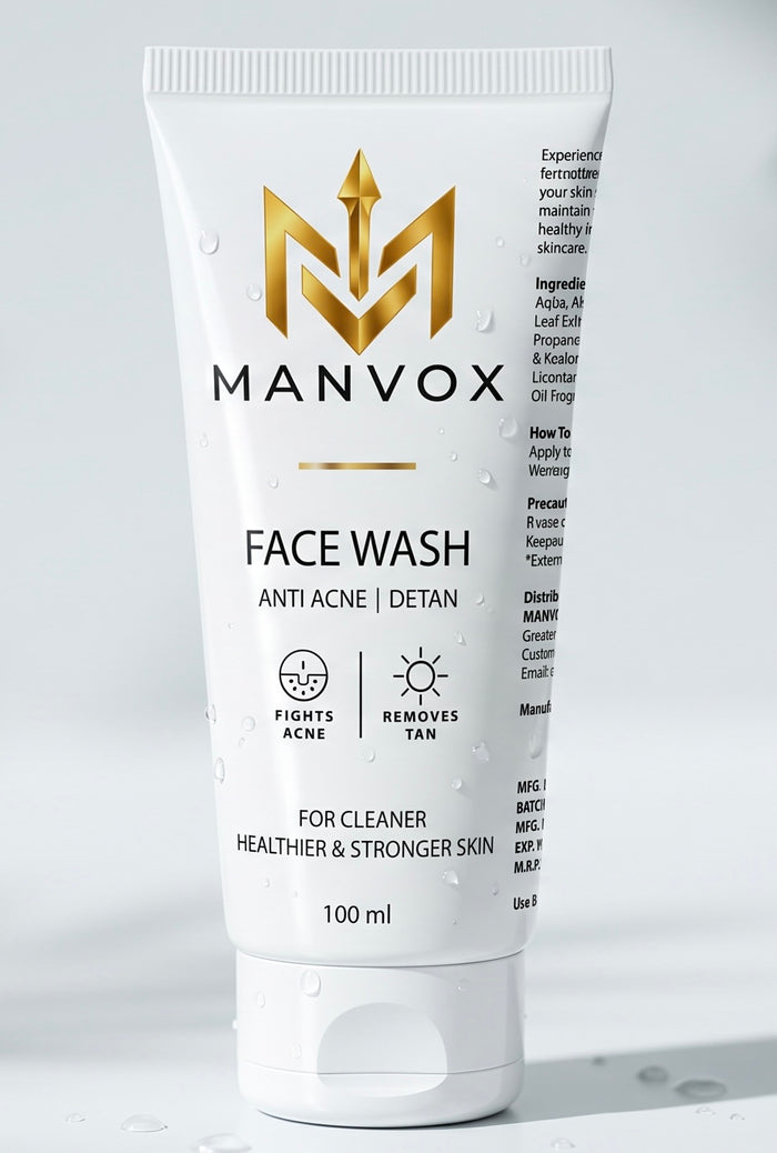 Manvox Charcoal Oil-Control Face Wash for Men, 100 ml